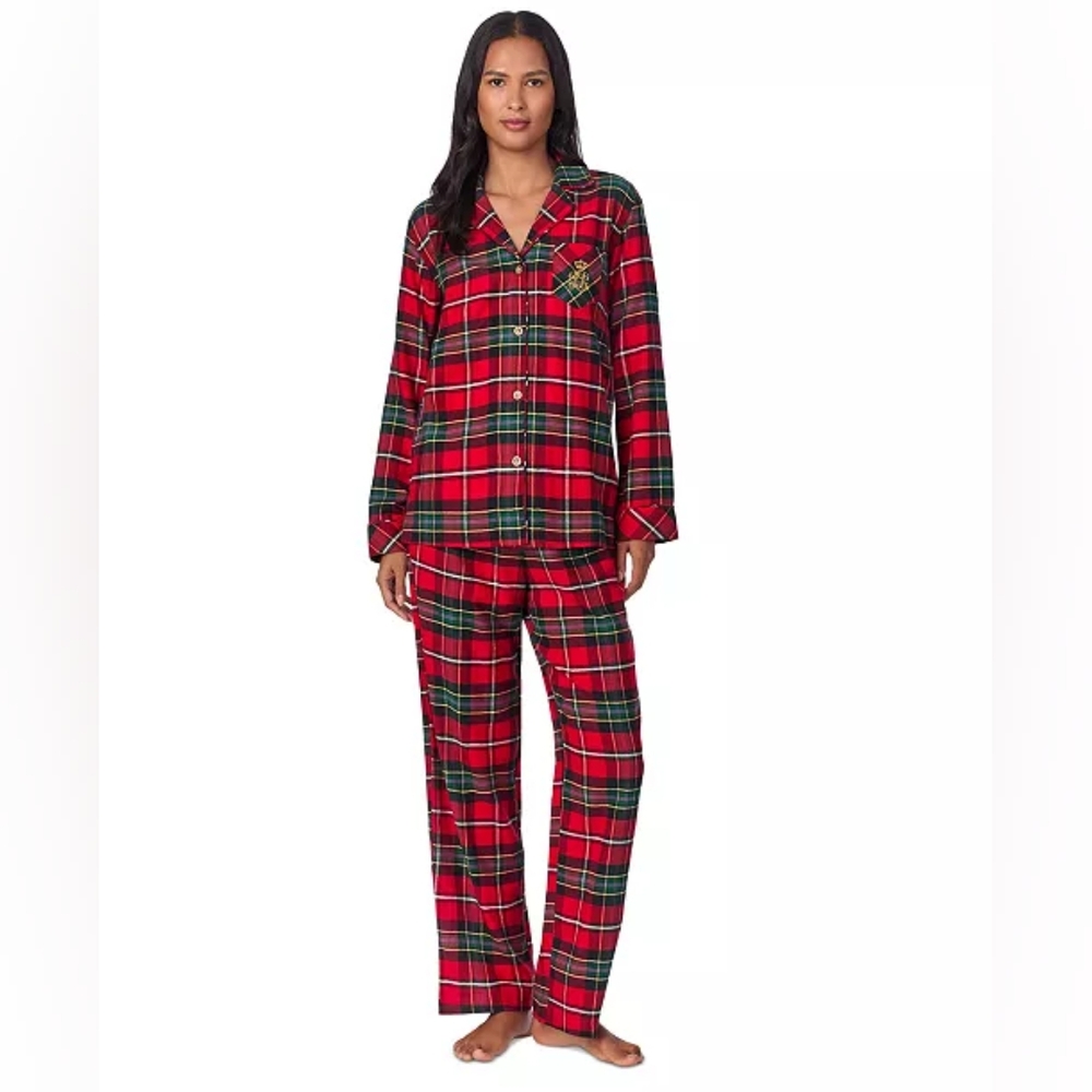 NEW Ralph Lauren Women's Printed Notched-Collar Pajama Set